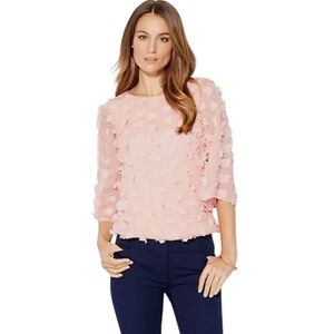 New York & Co (7th Avenue Design), Floral Embellished Blouse w/ 3/4 Sleeves